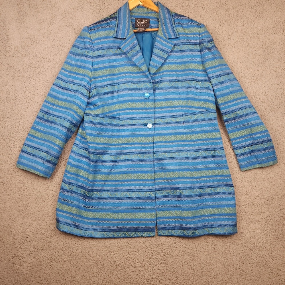 Clio‎ 2 Blazer Womens 18w Blue Geometric Pattern